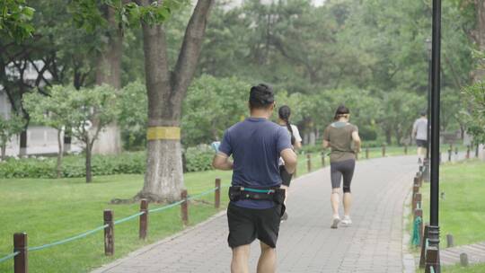 公园跑步/ 户外运动/健康生活/脚步/晨跑视频素材模板下载