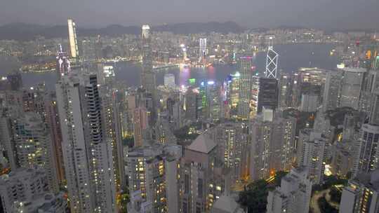 香港 维多利亚港夜景航拍