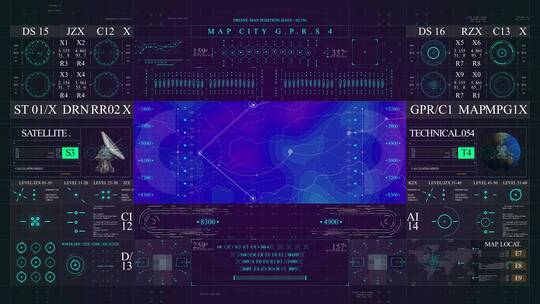地形科技HUD屏幕节目医疗大数据智能界面视频素材模板下载