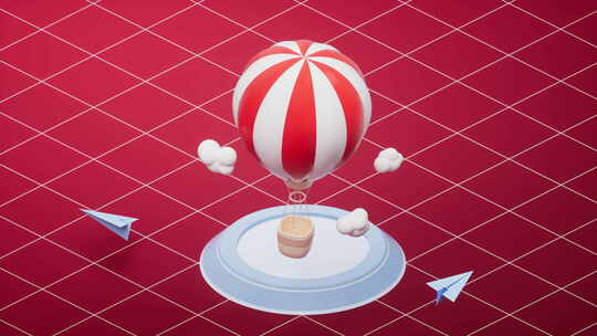 热气球旅行的概念动画