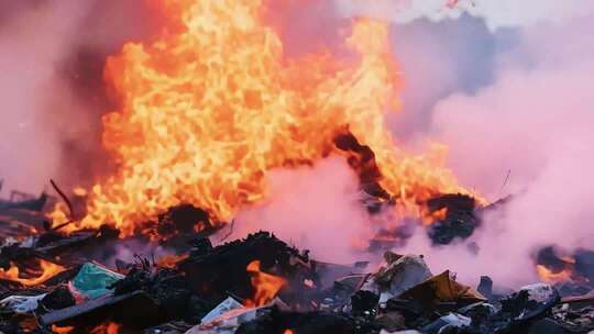 燃烧的垃圾火焰景象
