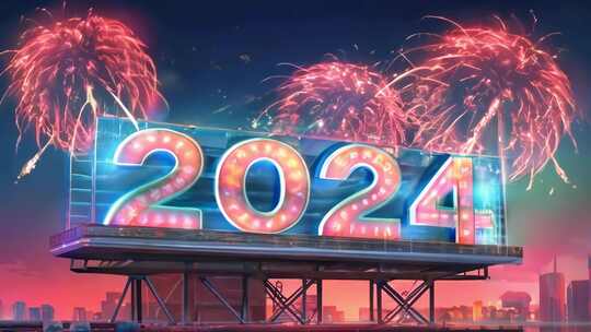 2024城市跨年烟花秀迎接新年视频素材模板下载