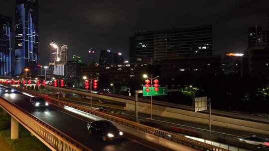 深圳滨河大道新年灯笼氛围夜景车流