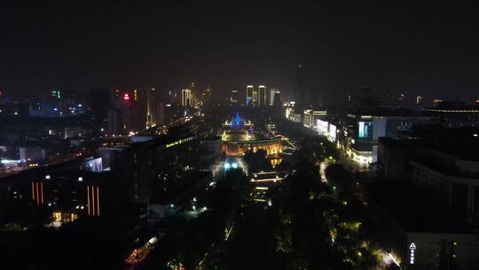 济南泉城广场宽厚里夜景航拍