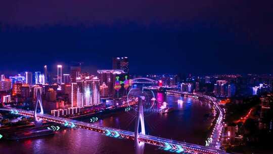 重庆城市夜景航拍全景