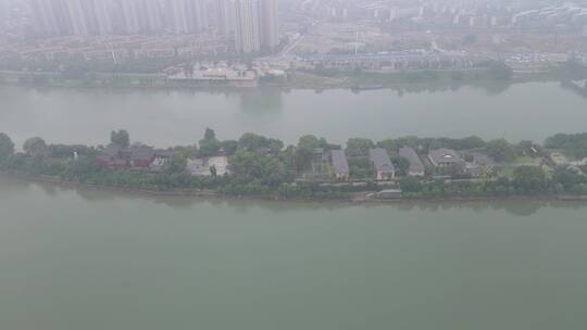 湖南衡阳湘江东洲岛4A景区航拍