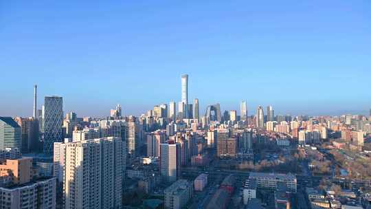 北京国贸CBD冬季早晨城市天际线
