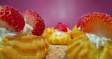 甜点 糕点 草莓泡芙高清在线视频素材下载