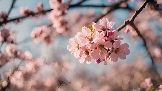 春暖花开桃花春天花朵开花视频素材模板下载