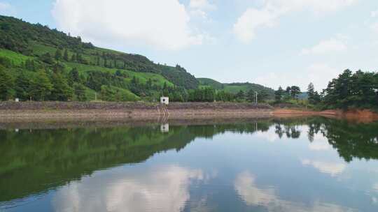 金华东白山水库茶园风景航拍