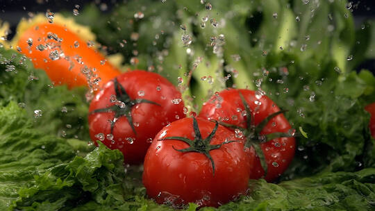 西红柿 番茄 蔬菜 高速升格 下落 飞溅水花