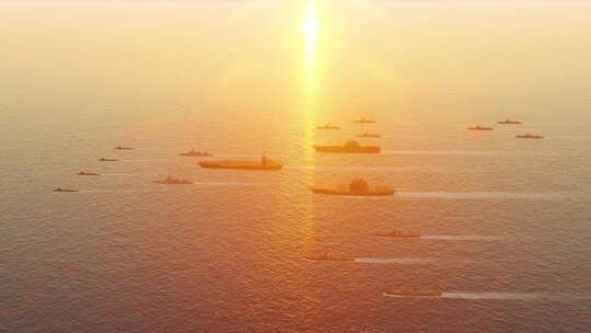 中国海军三航母编队视频素材模板下载