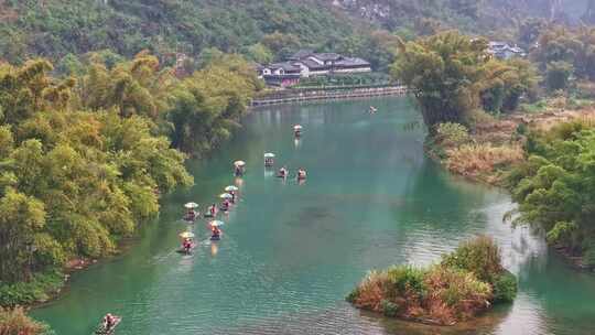 航拍桂林遇龙河旅游风光