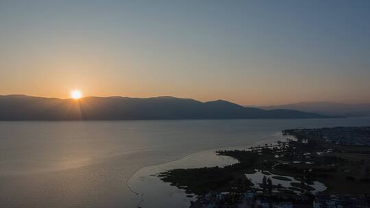 大理洱海日出延时_4k_航拍