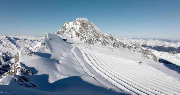 山，雪，滑雪场，无人机