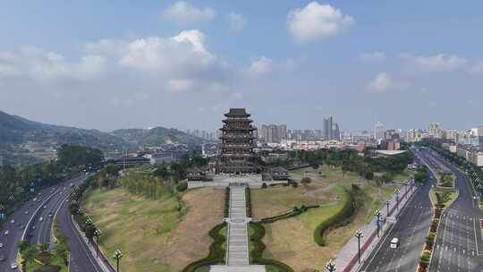 四川宜宾宜宾东楼地标建筑航拍