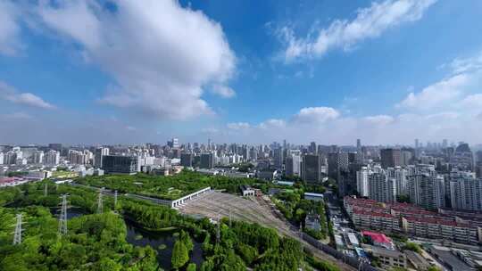 上海徐汇区蓝天白云航拍