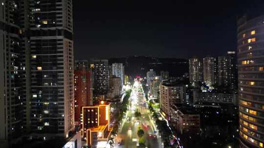 航拍广东珠海城市风光夜景