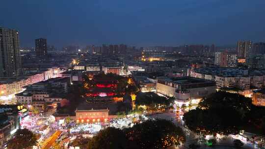 四川德阳文庙夜景航拍