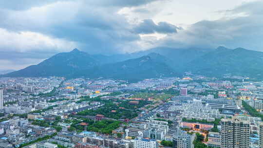 【延时】泰安市岱庙日转夜景航拍延时