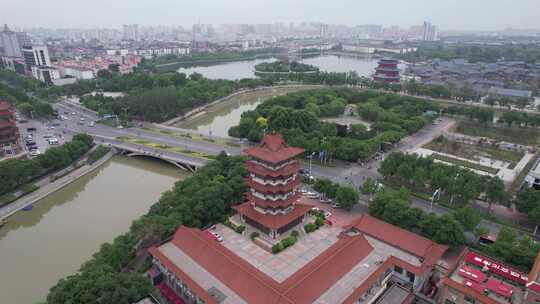 河北沧州清风楼历史文化建筑航拍