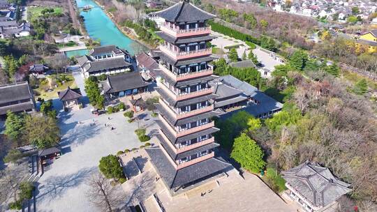 扬州大运河文化旅游度假区大明寺栖灵塔航拍