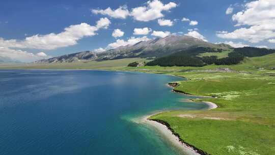 新疆赛里木湖草原湿地自然风光航拍