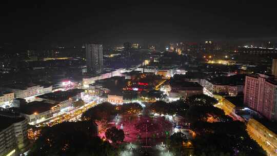 四川德阳文庙广场夜景航拍