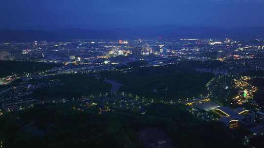 航拍浙江省台州市天台县城市风光城市夜景