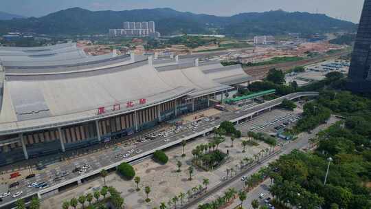 航拍厦门北站建筑风光