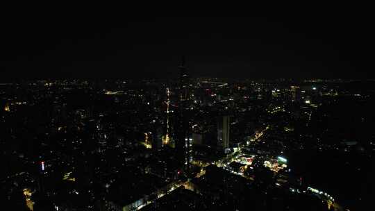 江苏南京城市夜景灯光航拍