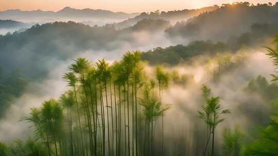 晨雾山脉山林