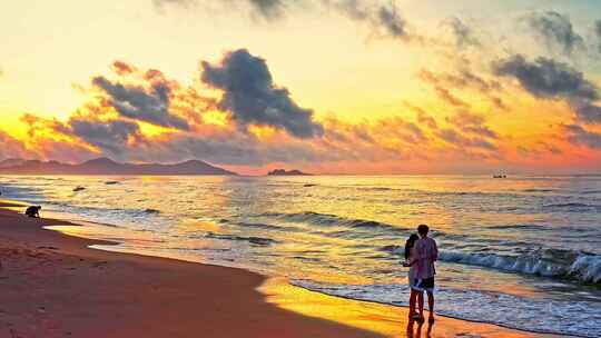 海浪沙滩海浪拍打沙滩航拍素材