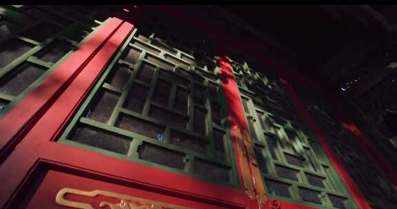 日出时分中式窗格影子光影