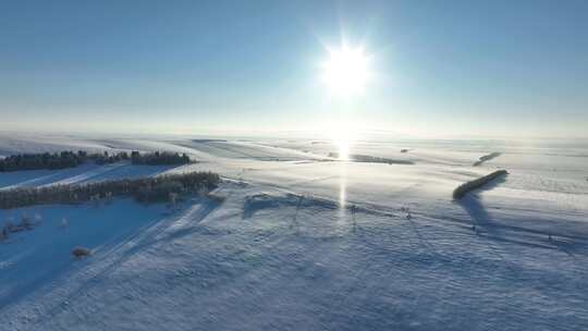 内蒙古自然风光寒冬雪原寒雾阳光雪霁雪景