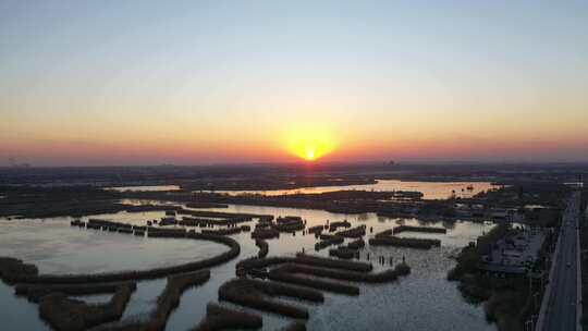 日落 日出 航拍 太阳 夕阳 落日