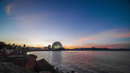珠海日月贝晚霞延时摄影城市宣传片4k