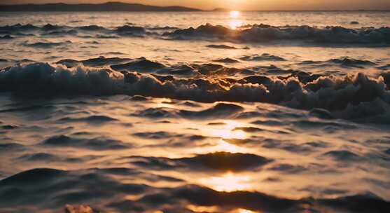 日出海面阳光海浪波浪夕阳日落