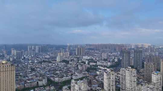 城市建筑群高空俯瞰乐山建设乐山城市风光