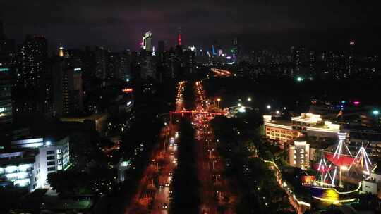 深圳夜景车流深南大道车流交通