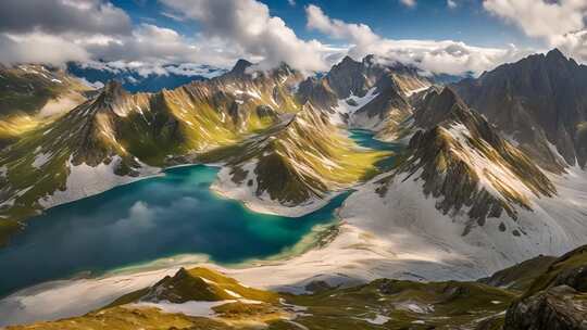 高山湖泊壮丽自然景观