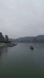 重庆江景船只航拍