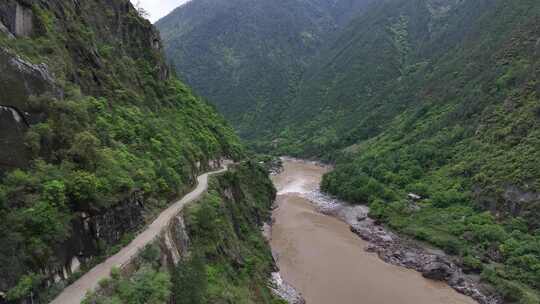 云南丙察察公路那恰洛峡谷风光航拍