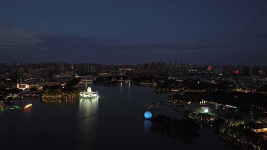 浙江嘉兴平湖东湖景区 李叔同纪念馆 夜晚