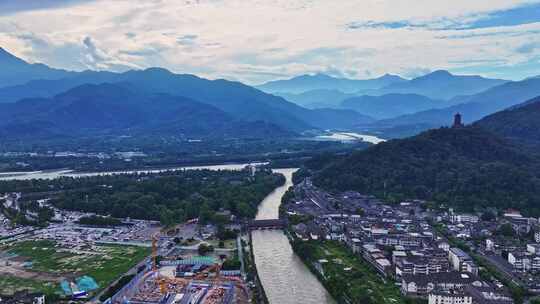 都江堰水利工程航拍