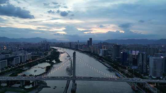 航拍福建福州鼓山大桥夜景