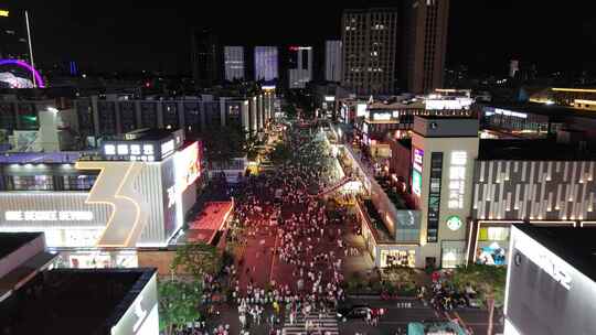 深圳大浪商业圈步行街夜景人流航拍