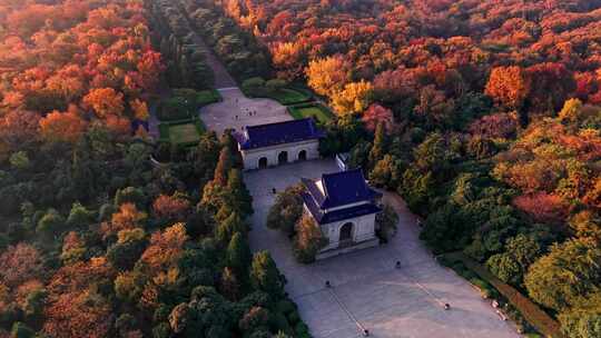 南京中山陵秋景航拍