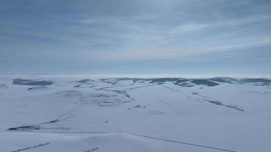 航拍内蒙古垦区雪原风光