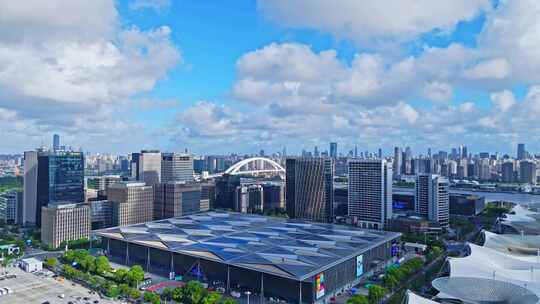 4k实时航拍上海世博园区-世博展览馆